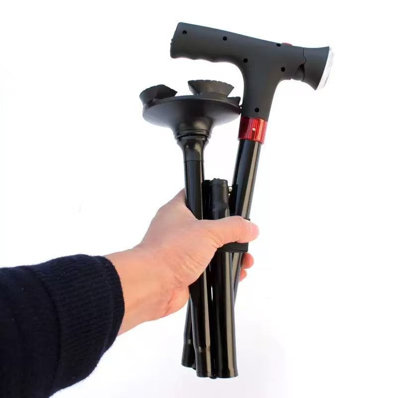 Bastone da passeggio pieghevole multifunzione, antiscivolo, in acciaio inossidabile, progettato appositamente per gli anziani over 70