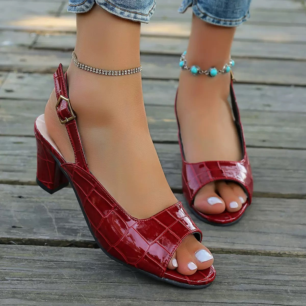 Coeurva Sandales d'été à bout Ouvert Pour Femme