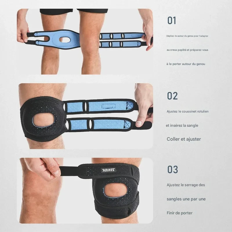 Orthèse rotulienne 3D réglable (idéale pour les coureurs, les joueurs de tennis et les personnes souffrant d'arthrite rotulienne)