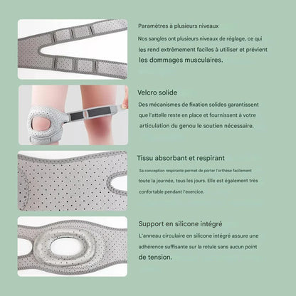 Orthèse rotulienne 3D réglable (idéale pour les coureurs, les joueurs de tennis et les personnes souffrant d'arthrite rotulienne)