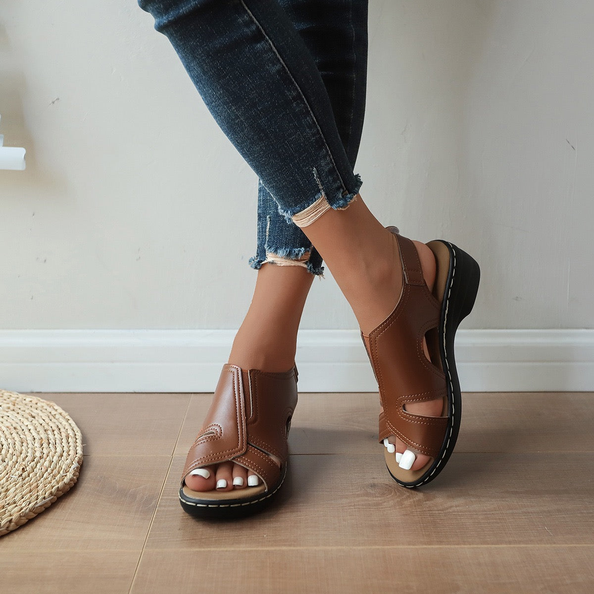 Coeurva Sandales femme en cuir ergonomiques( Dites adieu aux douleurs aux pieds, confort toute la journée)