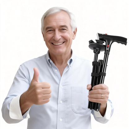 Bastone da passeggio pieghevole multifunzione, antiscivolo, in acciaio inossidabile, progettato appositamente per gli anziani over 70