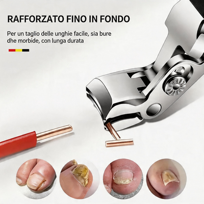 Tagliaunghie Ergonomico Professionale per Anziani in Acciaio Inox con Manico Lungo Antiscivolo per Unghie Spesse Mani e Piedi