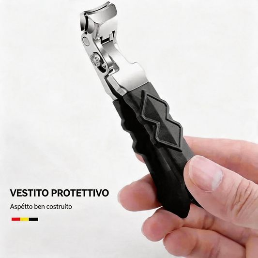 Tagliaunghie Ergonomico Professionale per Anziani in Acciaio Inox con Manico Lungo Antiscivolo per Unghie Spesse Mani e Piedi
