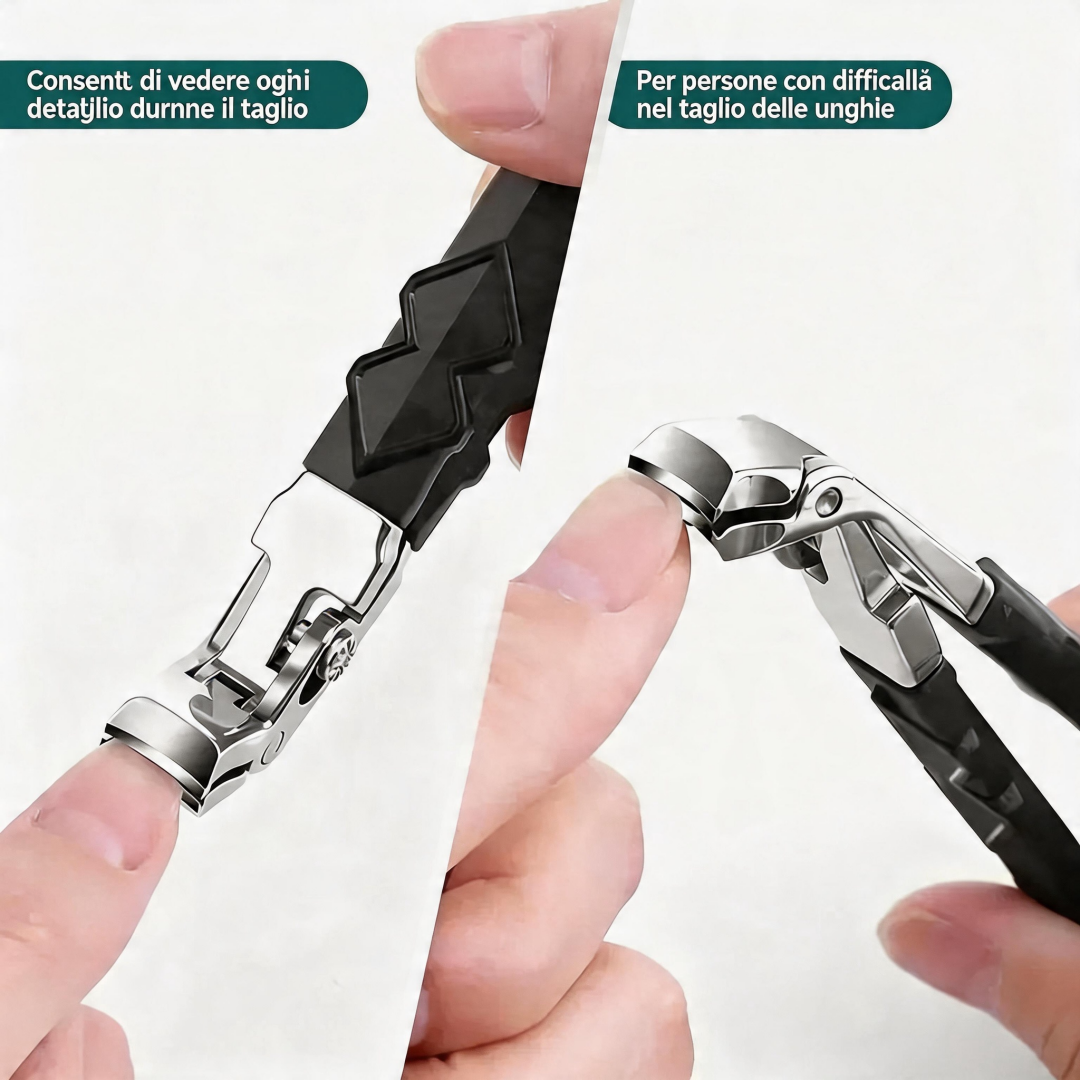 Tagliaunghie Ergonomico Professionale per Anziani in Acciaio Inox con Manico Lungo Antiscivolo per Unghie Spesse Mani e Piedi
